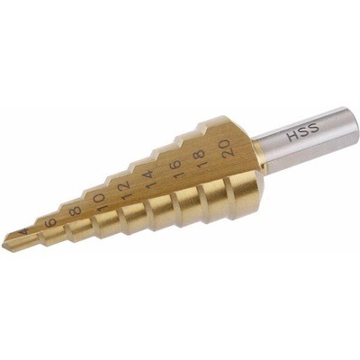 Vrták stupňový 4-20 mm, 9 stupňov, HSS TITAN