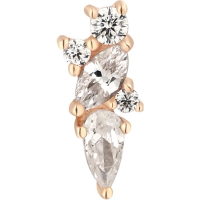 Buddha jewelry Buddha jewelry Bezzávitová koncovka piercingu Visionary ze 14 kt zlata 585/1000 se zirkony Růžové zlato