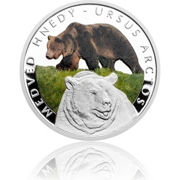 Česká mincovna stříbrná mince Ohrožená příroda Medvěd hnědý proof 16 g