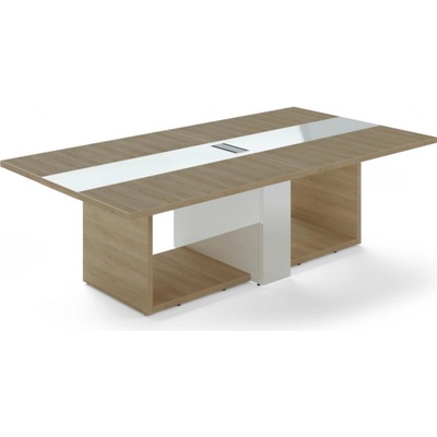 Lenza Trevix Jednací stůl - 260 x 140 cm, dub pískový/bílý lesk