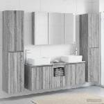 vidaXL Комплект мебели за баня 6 бр. Сив Сонома (3407236)