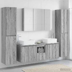 vidaXL Комплект мебели за баня 6 бр. Сив Сонома (3407236)