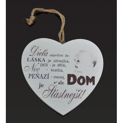 Tabuľka drevená srdce 20cm Dieťa