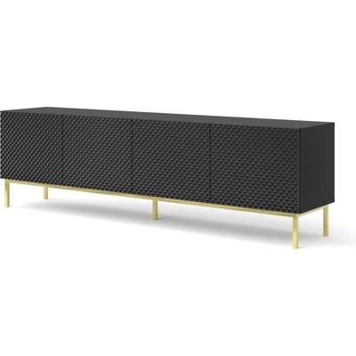 BIM Furniture ТВ шкаф Ravenna C 200 4D диамант, MDF силен гланц, черно/злато (RAVENNATVST200BBGF)