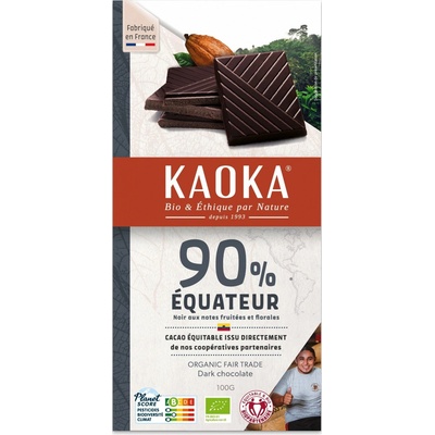 Kaoka bio čokoláda 90% 100g,z odrůdy kakaa Nacional, Fair Tr