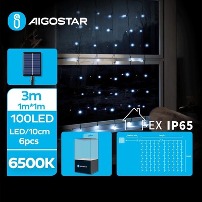 Aigostar LED Solárna vianočná reťaz 100xLED 8 funkcií 4x1m IP65 studená biela AI0433