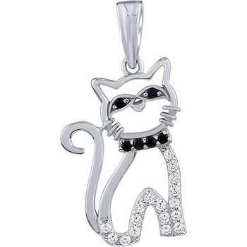 SILVEGO Strieborný prívesok mačky s mikro zirkónmi JJJ0667
