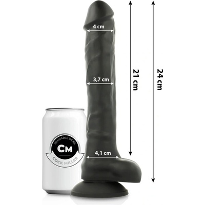Cock miller silicone density cocksil articulable black 24 cm