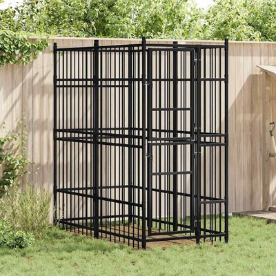vidaXL Venkovní psí kotec černý 96 x 192 x 200 cm ocel 9799.171472
