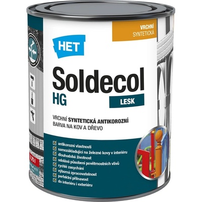 HET Soldecol HG syntetická antikorózna rýchloschnúca farba na kov a drevo 0,75 l hnedá čokoládová