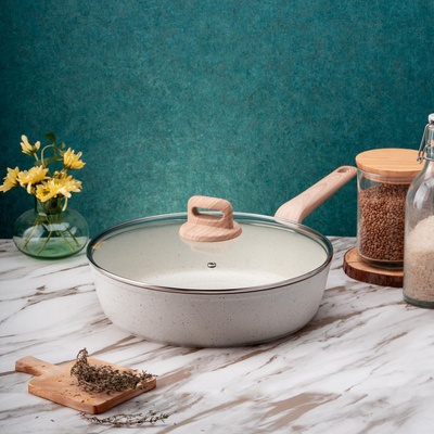 Voltz 24 см индукционен дълбок тиган с мраморно покритие и капак Oliver Voltz от серия Nice (OV54419E24CD)