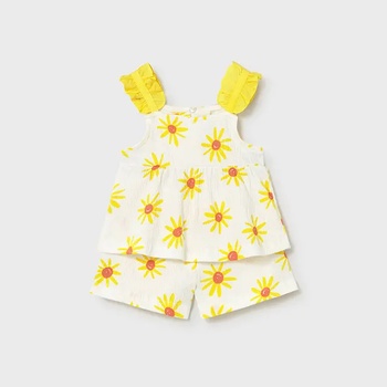 Mayoral Комплект къси панталони трико бамбула Жълт за бебе момиче Mayoral