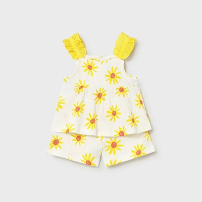 Mayoral Комплект къси панталони трико бамбула Жълт за бебе момиче Mayoral
