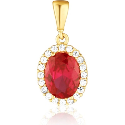 JVD Dámský zlatý přívěsek se zirkony a rubínem ZP0405XJ71 0000