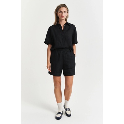 Gant šortky REL LINEN BLEND PULL ON SHORTS BLACK