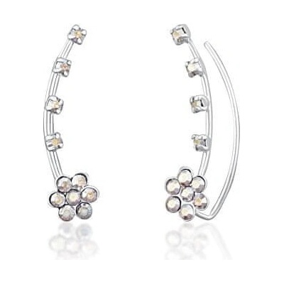 JwL Luxury Pearls kvetinové pozdĺžne náušnice s kryštálmi JL0722