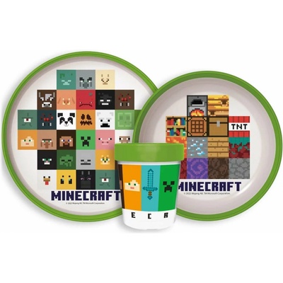 Stor Sada plastového riadu Minecraft s kelímkom a protišmykom 3 diely