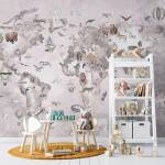 Art Gift Decor Детски Фототапет - Карта с диви животни