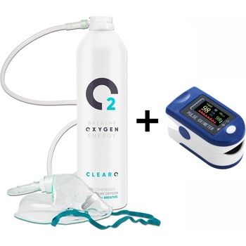 Clear O2 Kyslíková fľaša 99,5% s kyslíkovou maskou ClearO2 Oxygen 15 l + Pulzný oximeter na prst