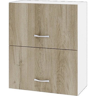ИРИМ Горен шкаф с две хоризонтални врати Сити БДА-11 бяло гладко / дъб сонома арвен 60 см