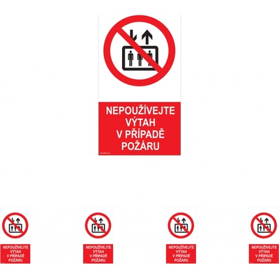 Walteco Nepoužívejte výtah v případě požáru, 80x150mm, samolepka Množství: 5 ks , 20009BP1