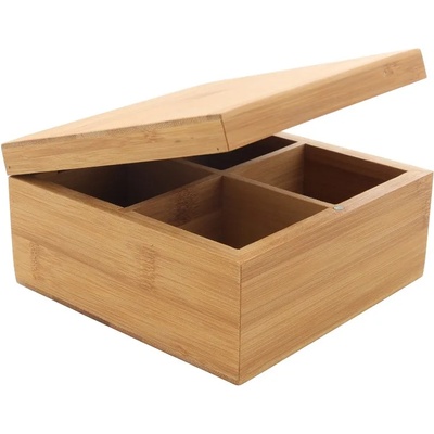 HIT Бамбукова кутия за чай HIT - 4 отделения, 16 x 16 cm (23201092)