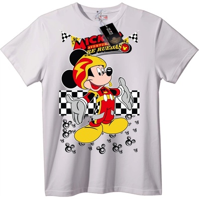 NOONEBRAND Тениска Mickey Състезателно Приключение - L, White