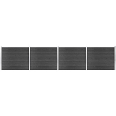 vidaXL Комплект оградни панели, WPC, 699x146 см, сив (3070457)