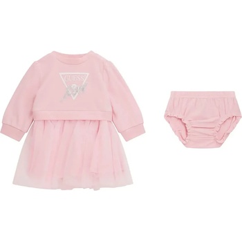 Guess Бледорозова комбинирана рокля за бебе момиче Guess