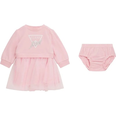 Guess Бледорозова комбинирана рокля за бебе момиче Guess