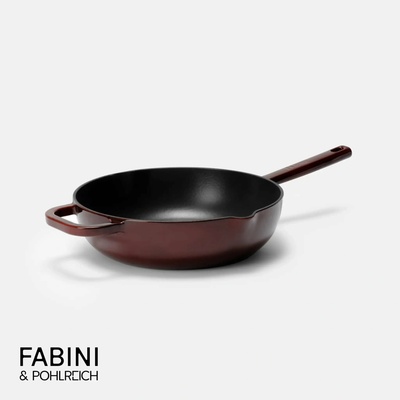FABINI Hlboká panvica & Pohlreich ø 26 cm - Smaltovaná liatinová hlboká panvica vínovo červená