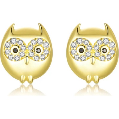 Olivie strieborné náušnice SOVA GOLD 9182
