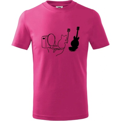 Mačka a gitara WC tričko detské malinová
