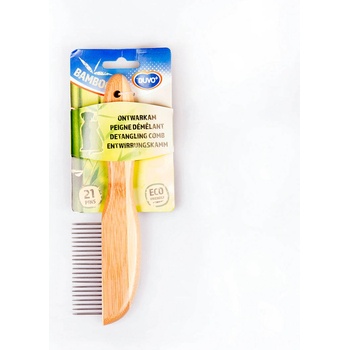 Duvo Plus Detangling Comb - Бамбуков гребен с 21 зъбци за разплитане, за кучета и котки със средно дълъг косъм 21 см