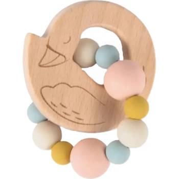 Moulin Roty Чесалка от дърво и силикон Moulin Roty - Лебед (667374)