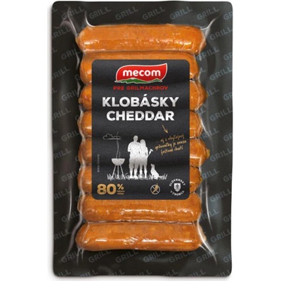 Mecom kobásky cheddar 80% 210 g