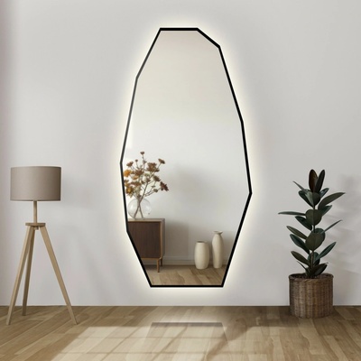 Alfaram Dekoratívne zrkadlo s ostrým organickým tvarom v ráme s osvetlením - PIRYT V RÁME LED 80x160