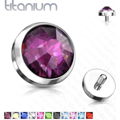 Šperky eshop náhradní hlavička do implantátu z titanu G23 kulatý zirkon 4 mm C18.20 Červená R