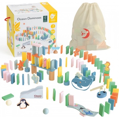 PLAYME TOP BRIGHT Dřevěné domino v kyblíku 100 ks Žabky