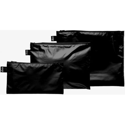 Loqi taštičky na zips Lmetallic black 3 ks