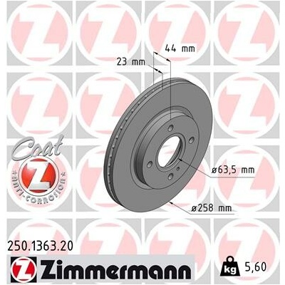Brzdový kotúč ZIMMERMANN 250.1363.20 (250136320)