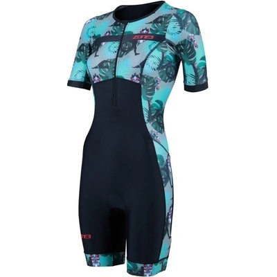 ZONE3 Activate+ Short Sleeve Trisuit Tribal Rush/Black/Khaki dámsky
