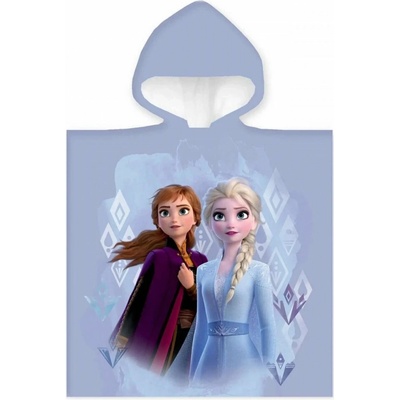 ZorluTeks Dievčenské plážové pončo s kapucňou Ľadové kráľovstvo Frozen motív Anna a Elsa 50 x 100 cm