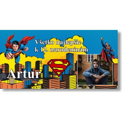 Personal Narodeninový banner s fotkou - Superman Rozmer banner: 130 x 65 cm