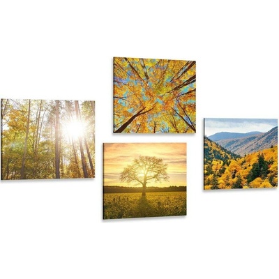 Set obrazů kouzlo podzimní krajiny - 4x 40x40