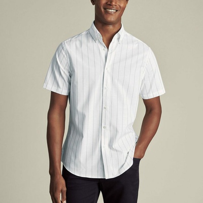 Charles Tyrwhitt Non-Iron Stretch Poplin Slub Shirt White Slim fit