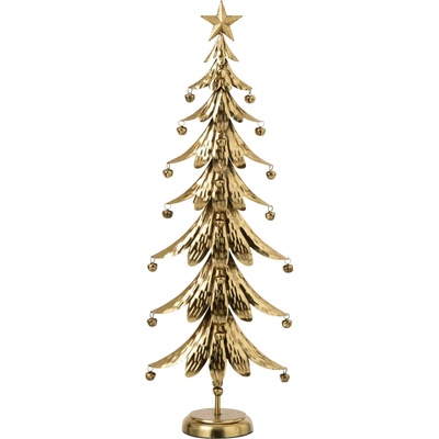 Zlatý veliký kovový stromek s rolničkami Christmas Tree XL – 25*13*78,5 cm - J-Line by Jolipa
