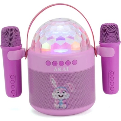 AKAI JoyBox Kids detský karaoke set s reproduktorom 2 bezdrôtovými mikrofónmi a RGB LED