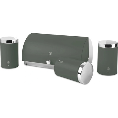 BERLINGERHAUS Chlebník a sada dóz na potraviny 4 ks Matte Green Collection BH-6833