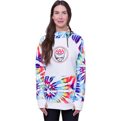 686 Wmns Bonded Flc Pullover Hoody Grateful Dead White Tie Dye